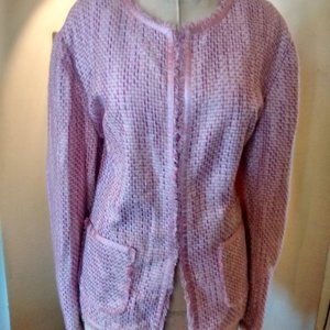 Pink Tweed Boucle Jacket & Ribbon Detail